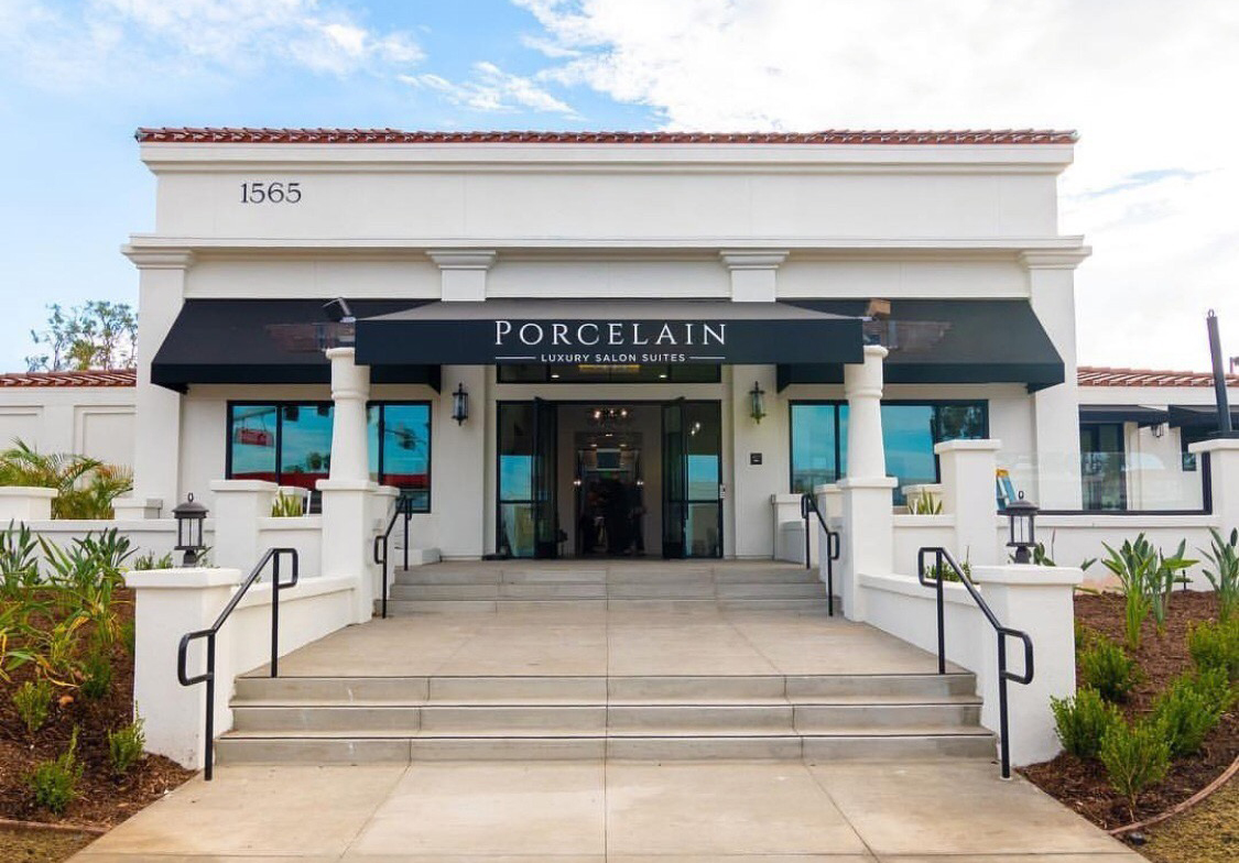 Porcelain Luxury Salon Suites building exterior in Costa Mesa